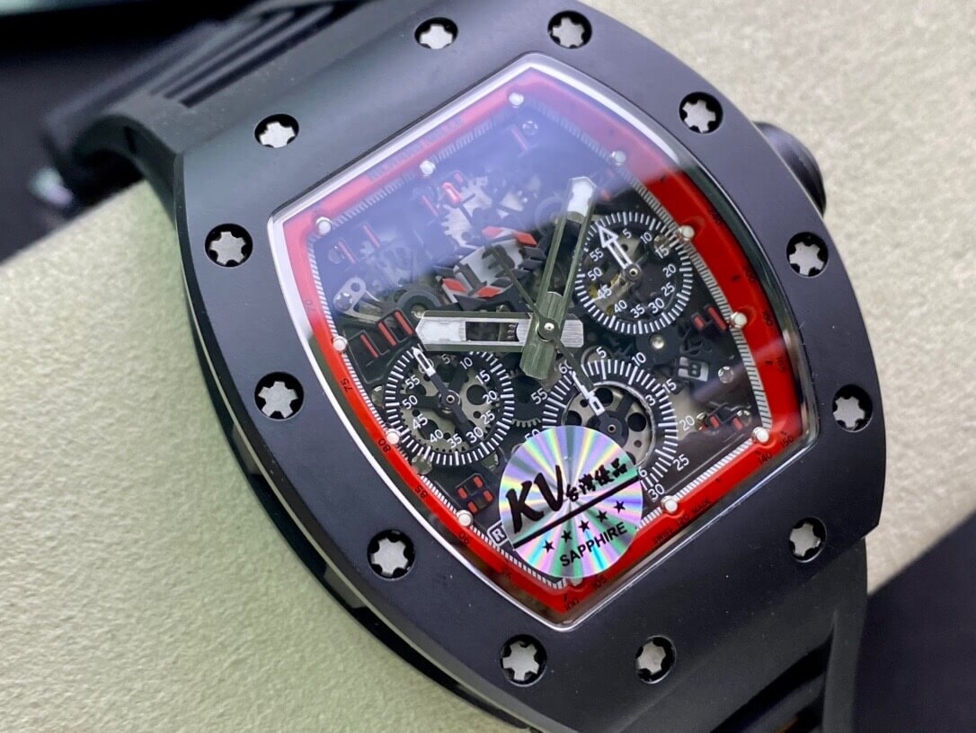 Richard Mille RM011 KV Factory Ceramic Black Rubber Strap