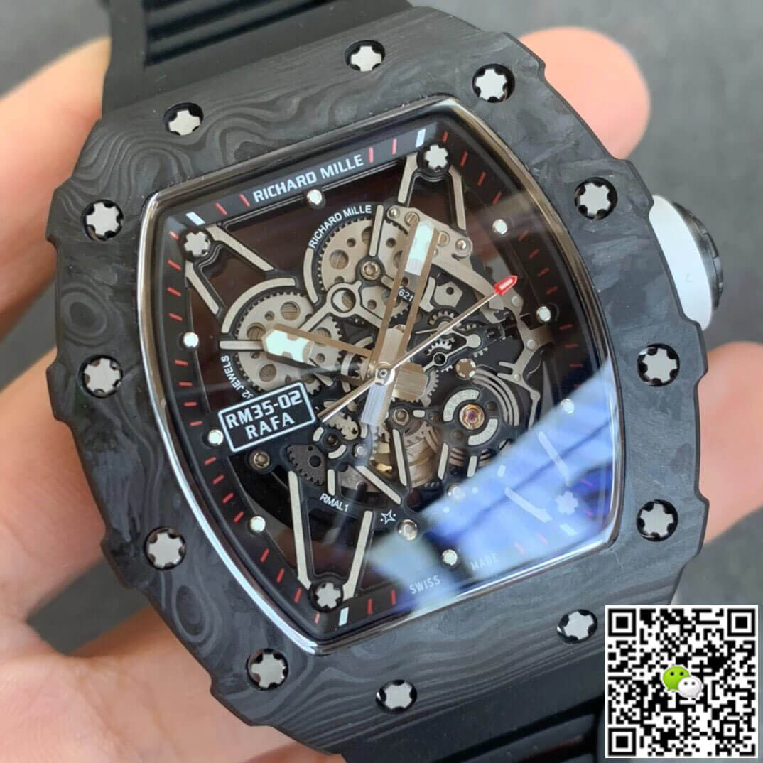 Richard Mille RM035-02 KV Factory Carbon Fiber Black Rubber Strap
