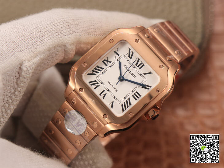 Cartier De Santos WSSA0010 BV Factory 18K Rose Gold White Dial