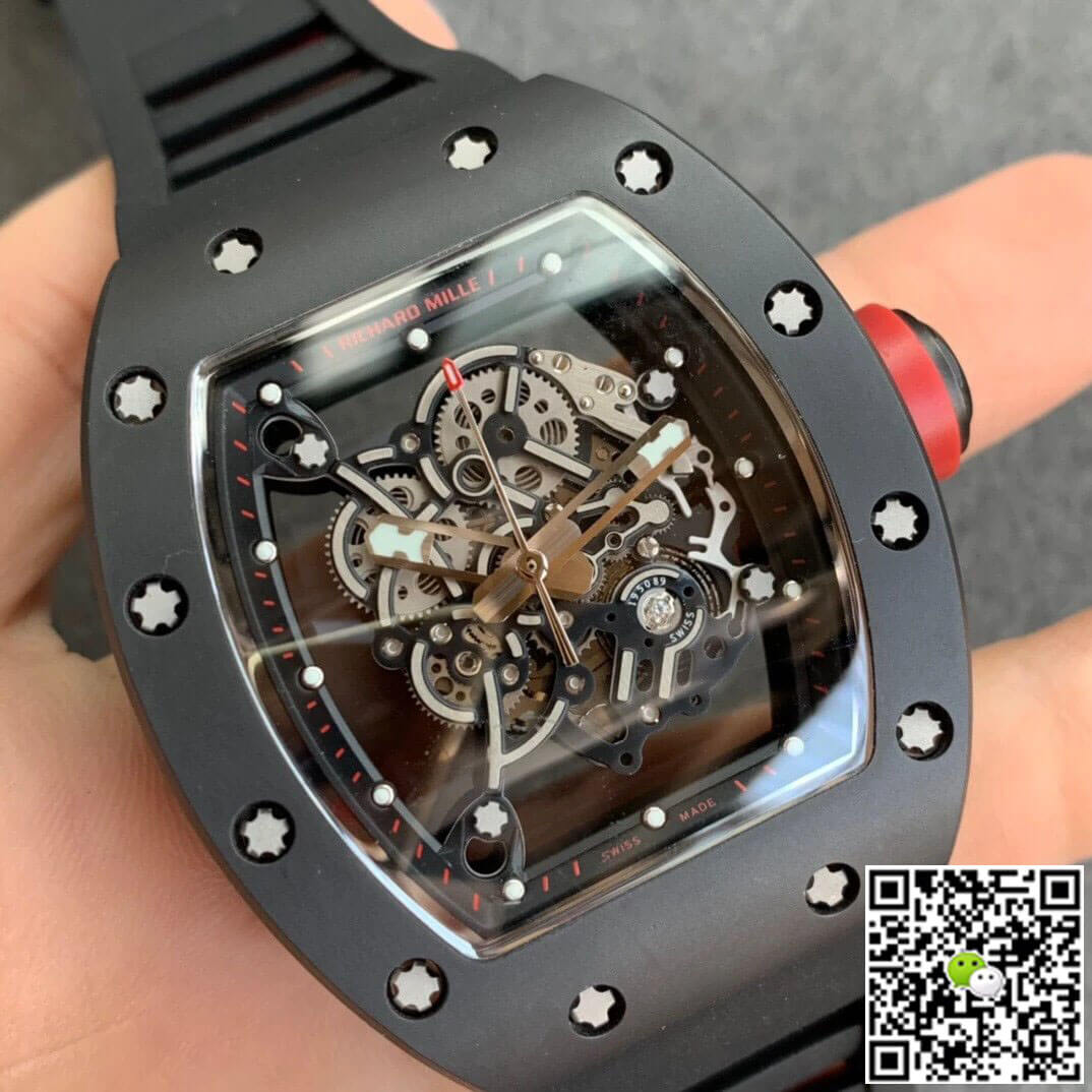 Richard Mille RM055 KV Factory V2 Ceramic Black Rubber Strap