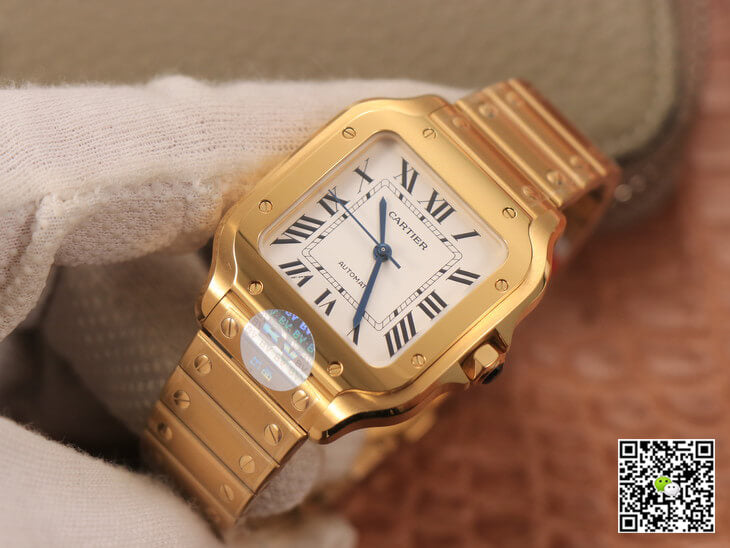 Cartier De Santos WSSA0010 BV Factory 18K Gold White Dial