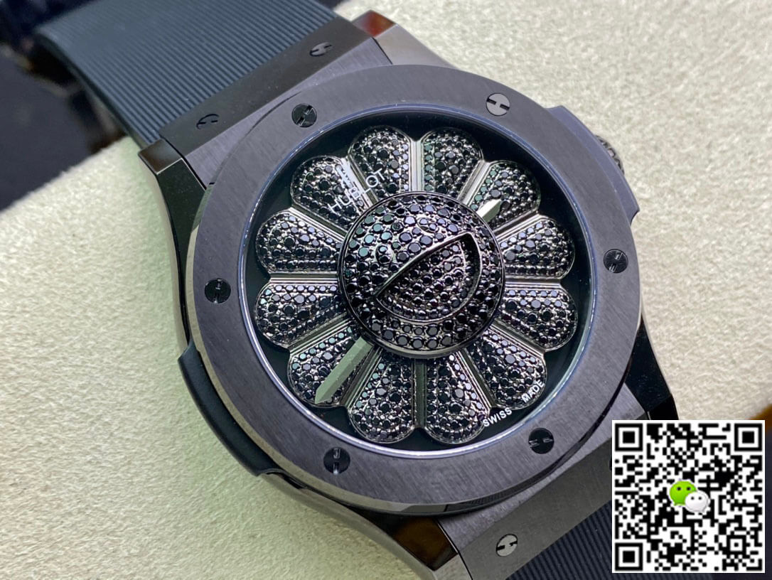 Hublot Classic Fusion Takashi Murakami 507.CX.9000.RX.TAK21 Sunflower Diamond Black Dial