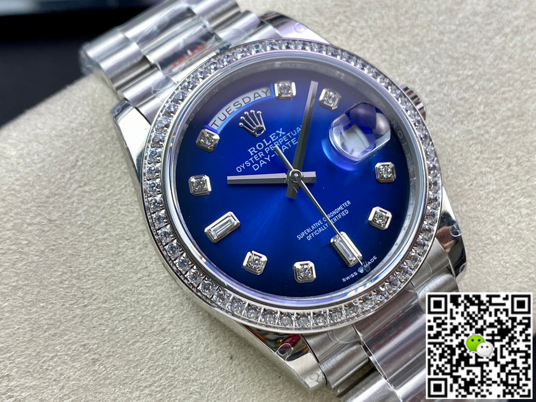 Rolex Day Date M128396TBR-0008 36MM GM Factory Diamond Blue Dial