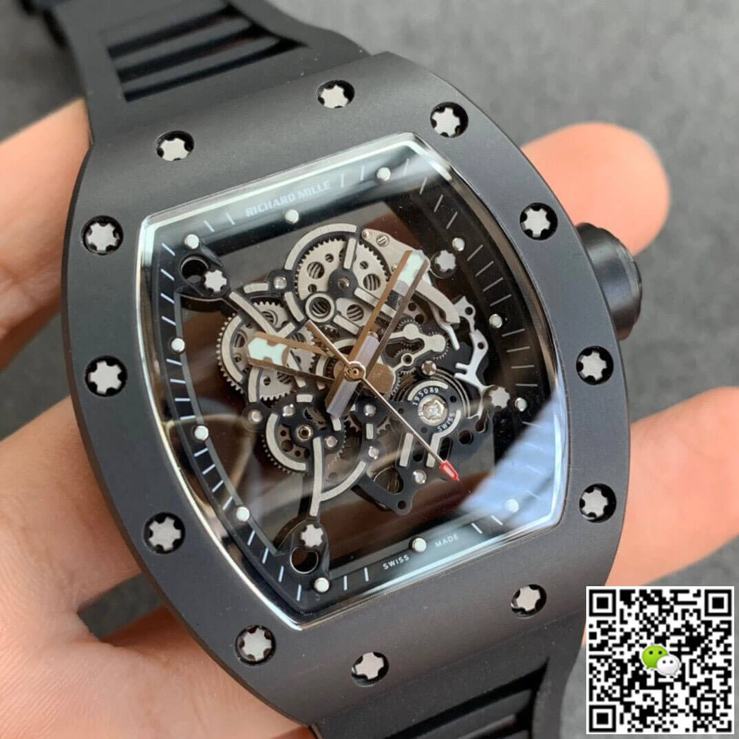 Richard Mille RM055 KV Factory V2 Black Ceramic Rubber Strap