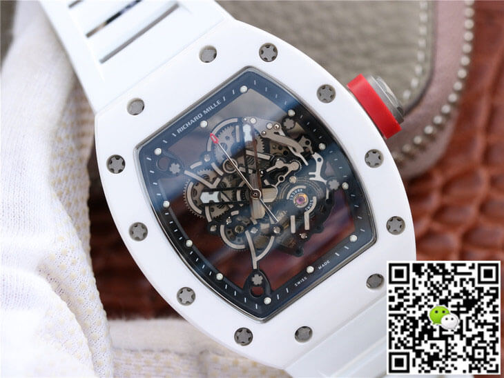 Richard Mille RM055 KV Factory Ceramic White Rubber Strap