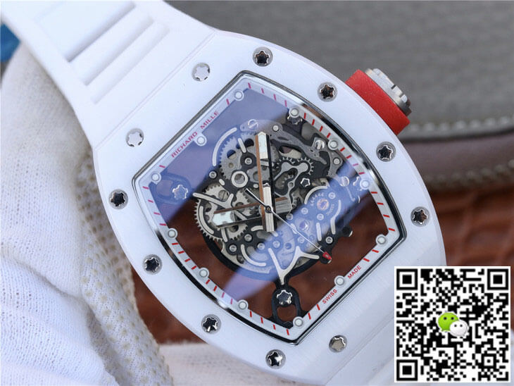 Richard Mille RM055 KV Factory White Rubber Strap