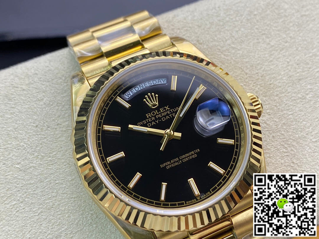 Rolex Day Date 40MM EW Factory Yellow Gold Black Dial