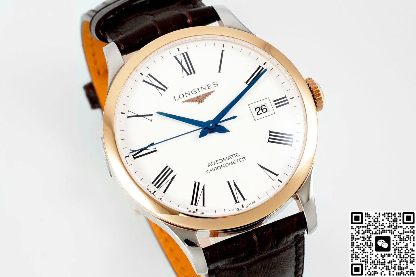 Longines Record Collection L2.821.5.11.2 AF Factory Rose Gold Crown