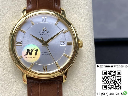 Omega De Ville 424.53.40.20.52.001 N1 factory hour markers with diamonds