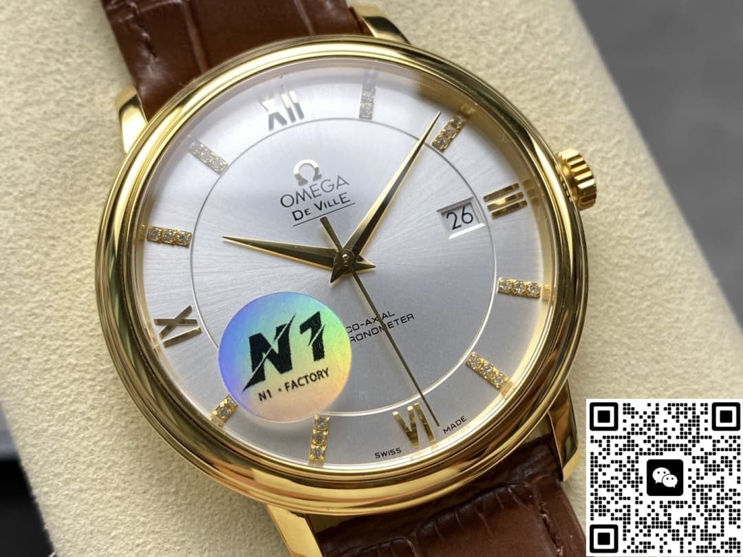 Omega De Ville 424.53.40.20.52.001 N1 factory hour markers with diamonds