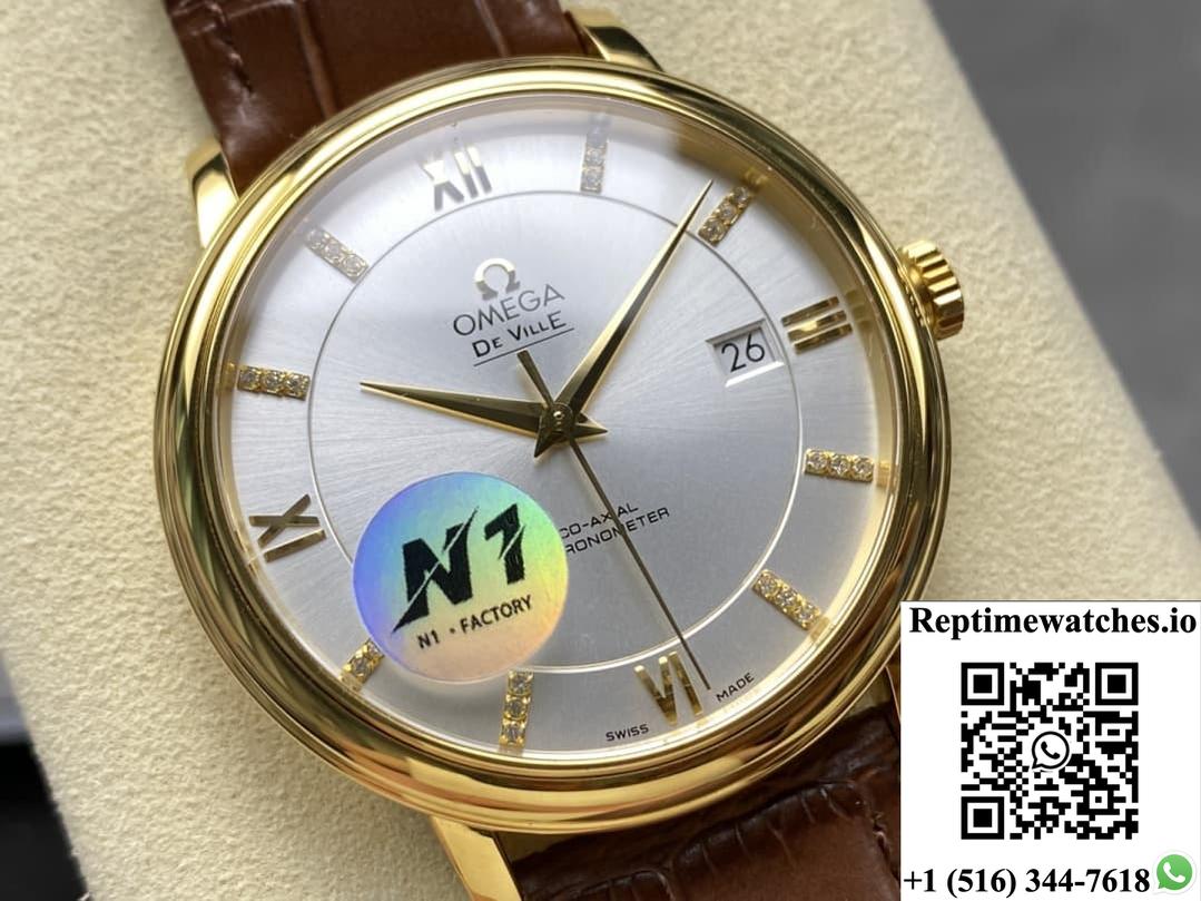 Omega De Ville 424.53.40.20.52.001 N1 factory hour markers with diamonds