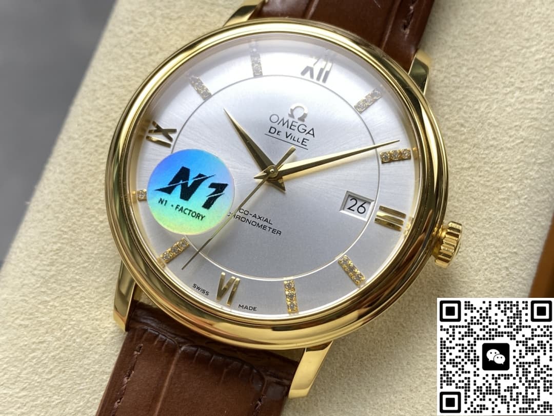 Omega De Ville 424.53.40.20.52.001 N1 factory hour markers with diamonds