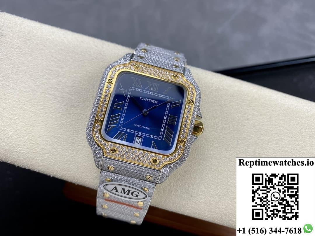 Cartier Santos W2SA0022 AMG factory diamond case