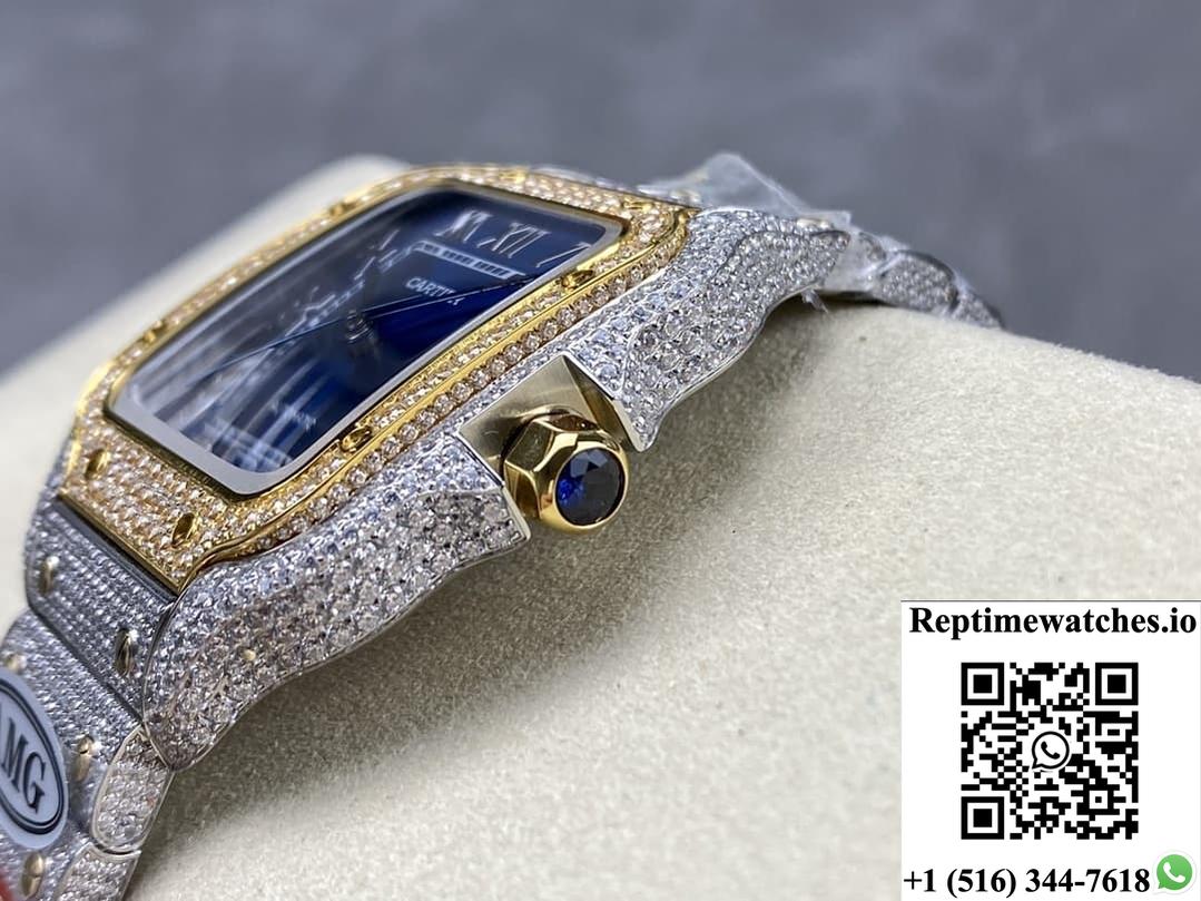 Cartier Santos W2SA0022 AMG factory diamond case