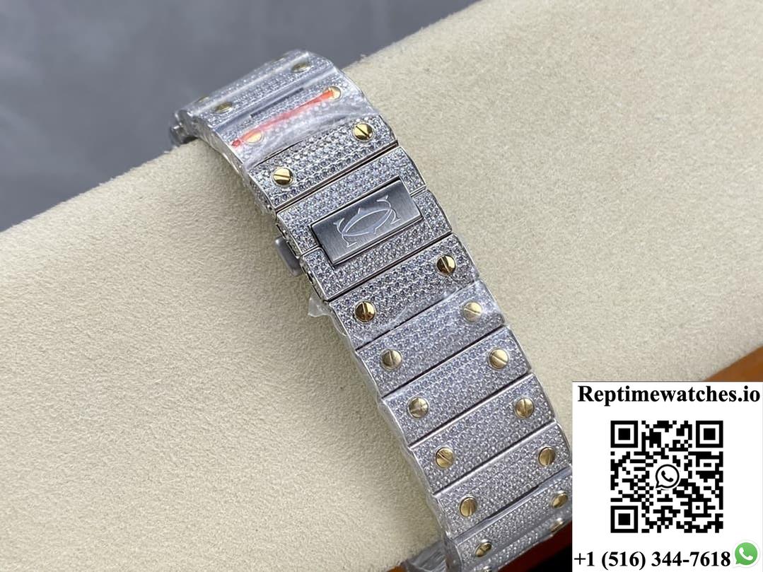 Cartier Santos W2SA0022 AMG factory diamond case