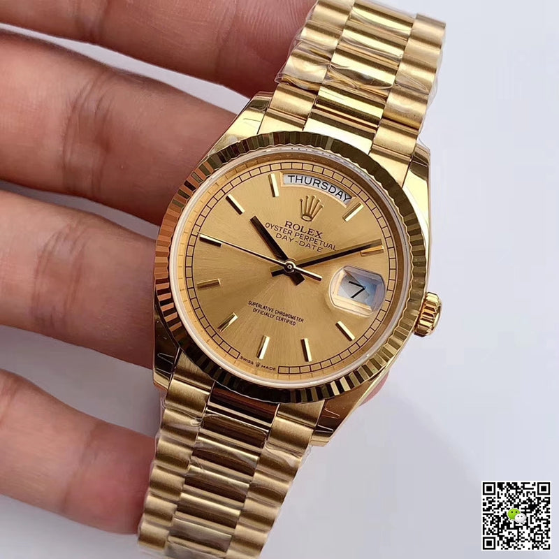 Rolex Day-Date M128238-0045 Yellow Gold EW Factory Champagne Dial