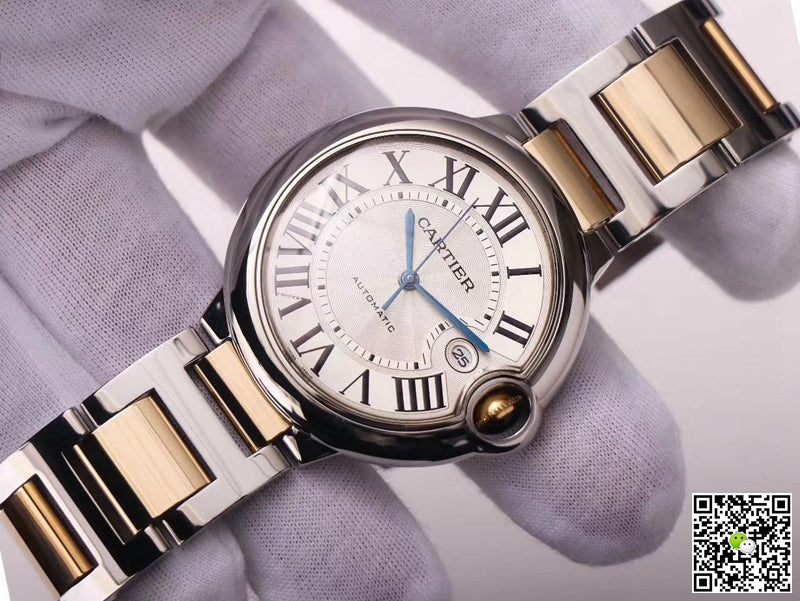 Ballon Bleu de Cartier W69009Z3 Wrap Gold V9 Factory Silver White Dial