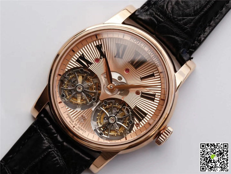 Roger Dubuis Hommage RDDBHO0562 Double Flying tourbillon JB Factory Rose Gold Dial