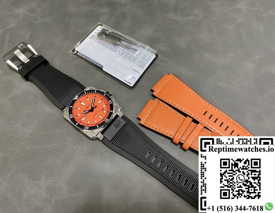 Bell & Ross Instruments Br0392-D-O-St-Srb Br Factory Rubber Strap-Rep Time Watches