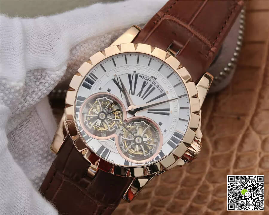 Roger Dubuis Excalibur RDDBEX0249 JB Factory Tourbillon Gold Case White Dial