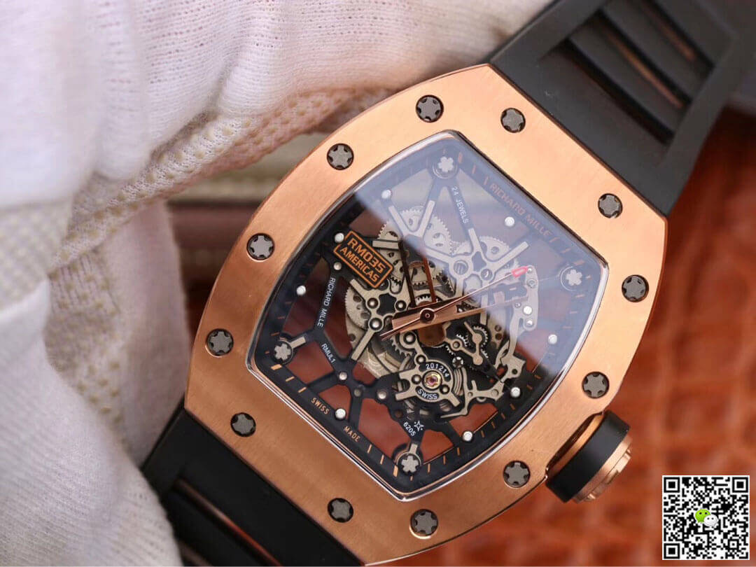 Richard Mille RM035 Americas KV Factory Rose Gold Black Strap