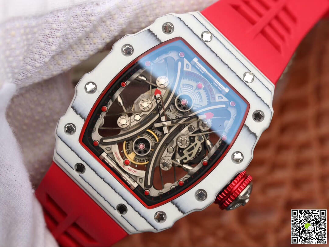 Richard Mille RM53-01 KV Factory White TPT Carbon Fiber Red Strap