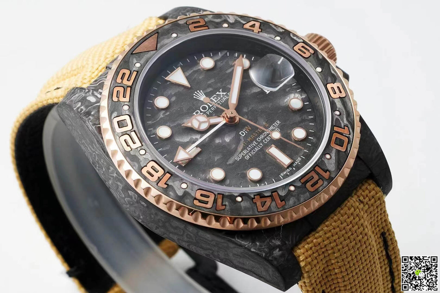 Rolex GMT-MASTER II Diw Carbon Fiber Yellow Fabric Strap
