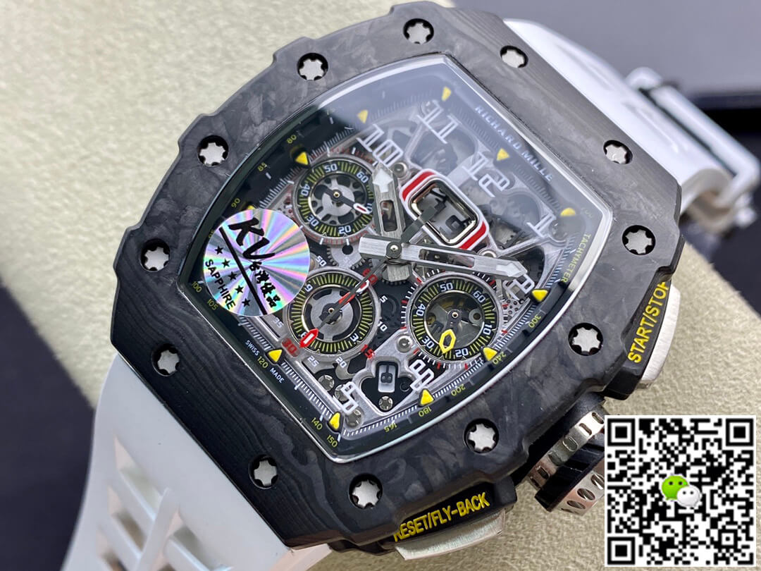 Richard Mille RM011-03 KV Factory Carbon Fiber White Strap