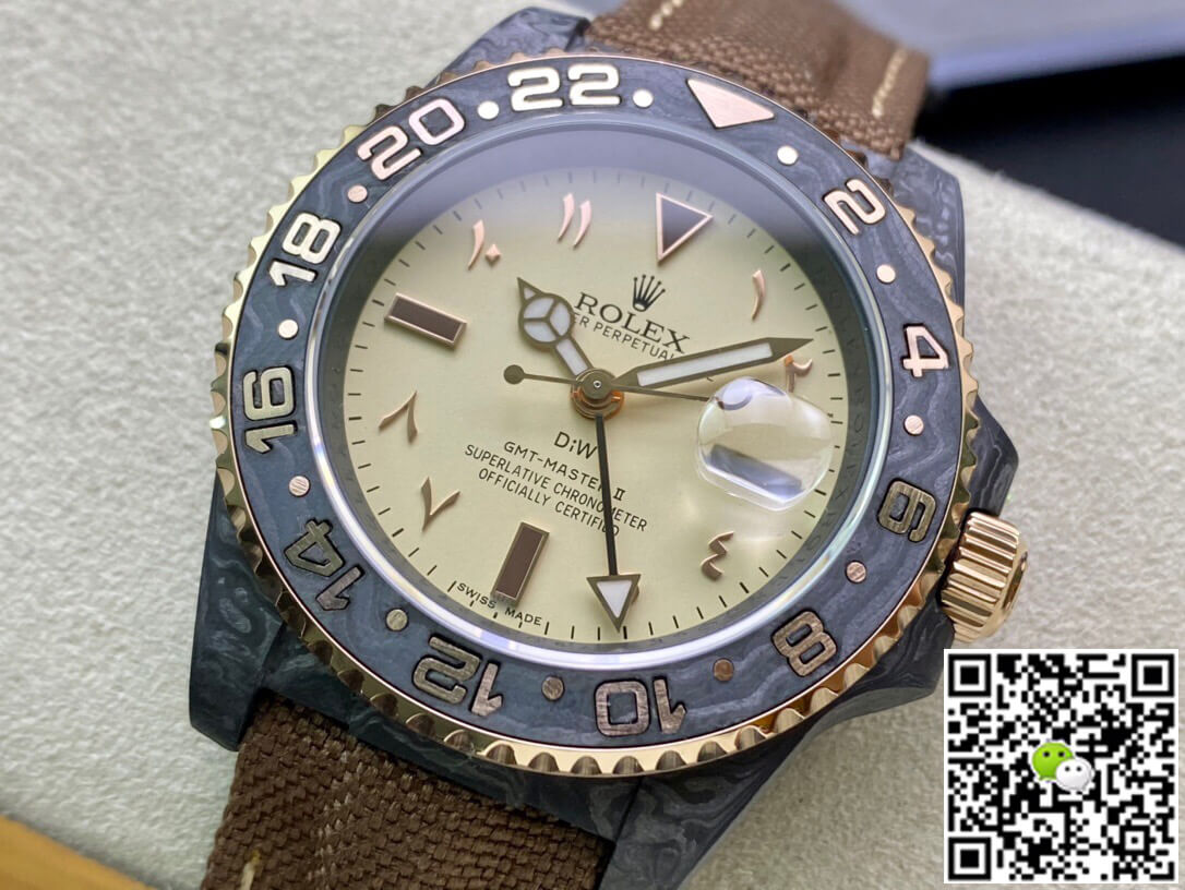 Rolex GMT-MASTER II Diw Carbon Fiber Brown Fabric Strap
