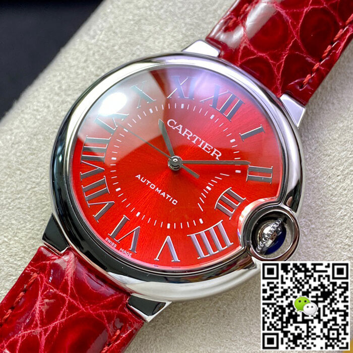 Ballon Bleu De Cartier 36MM 3K Factory Red Leather Strap