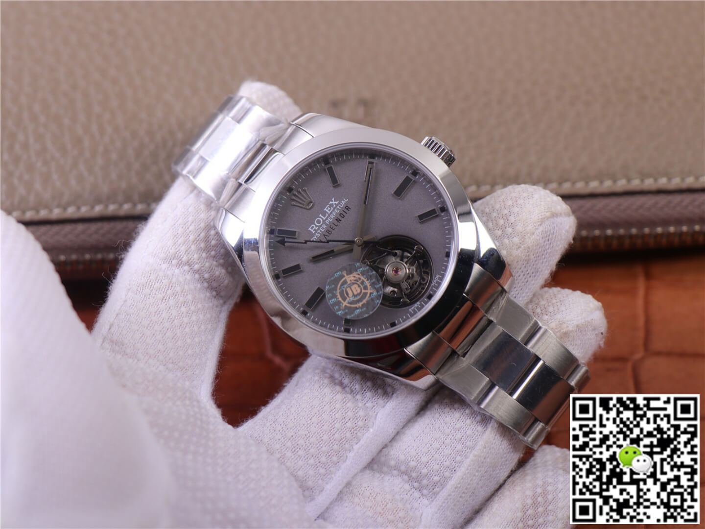 JB Factory Replica Rolex Milgauss Base 116400 Label Noir Design LNT01HS-001 Silver case watch