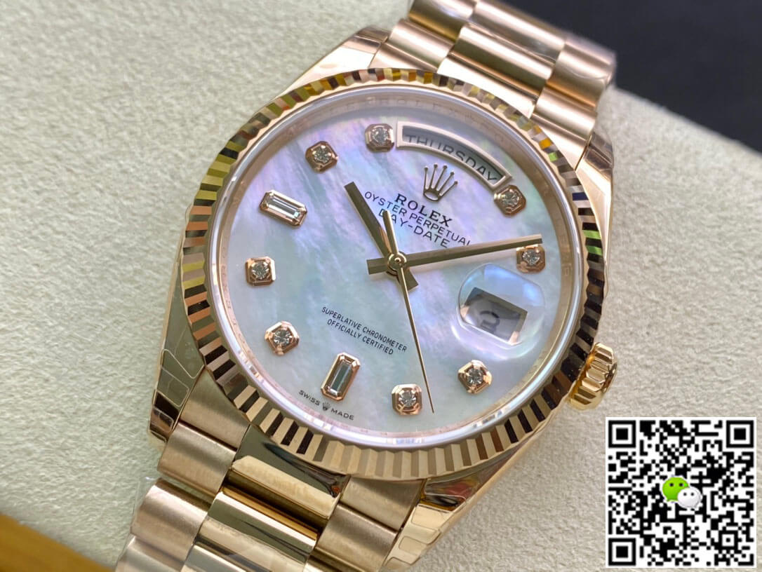 Rolex Day Date M128235-0029 EW Factory White Mother-Of-Pearl Dial