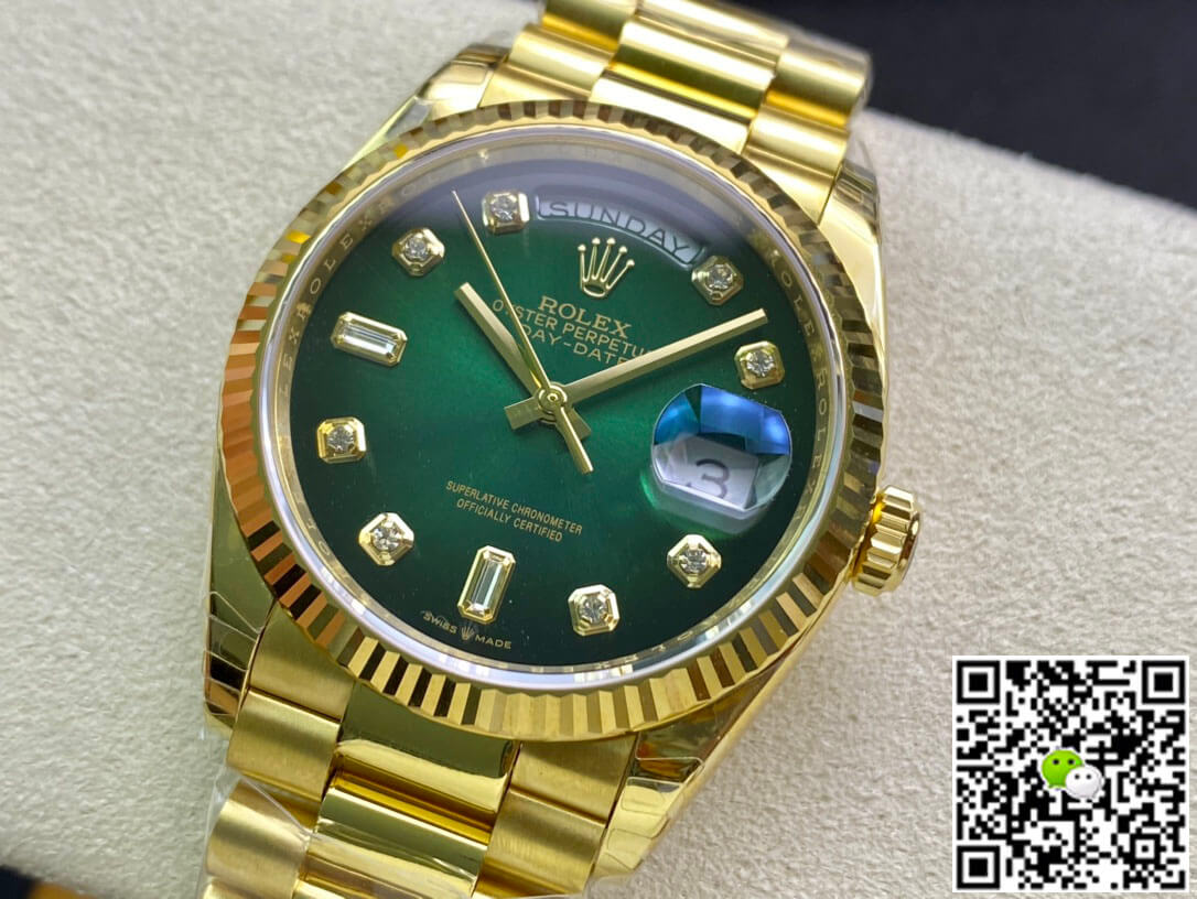 Rolex Day-Date M128238-0069 Yellow Gold EW Factory Gradual Green Dial