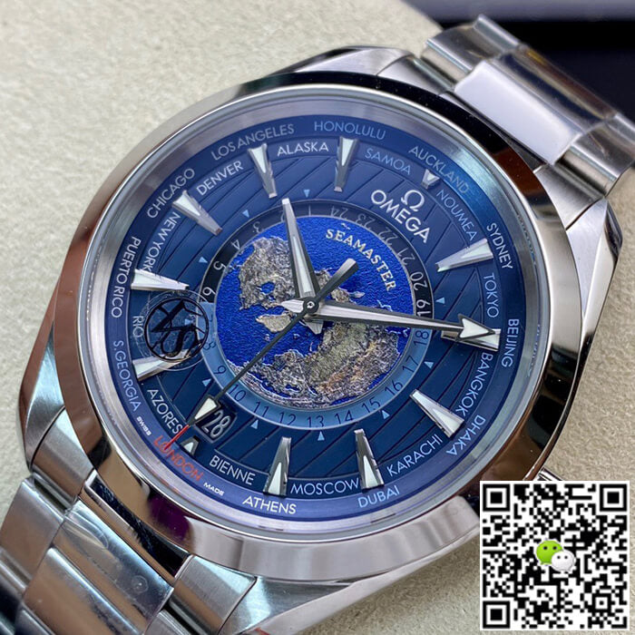 Omega Seamaster Aqua Terra GMT Worldtimer 220.10.43.22.03.001 VS Factory Blue Dial