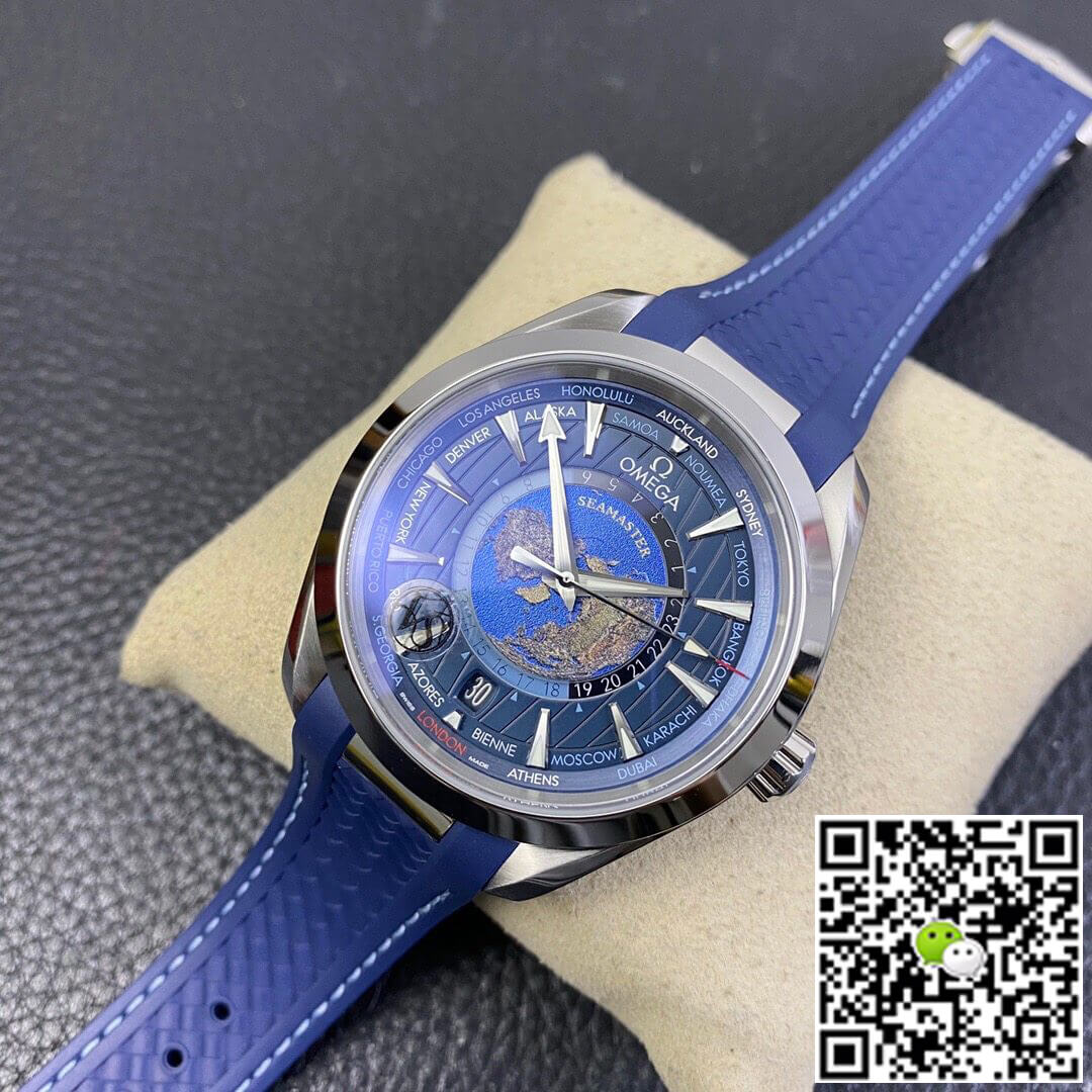 Omega Seamaster Aqua Terra GMT Worldtimer 220.12.43.22.03.001 VS Factory Blue Dial