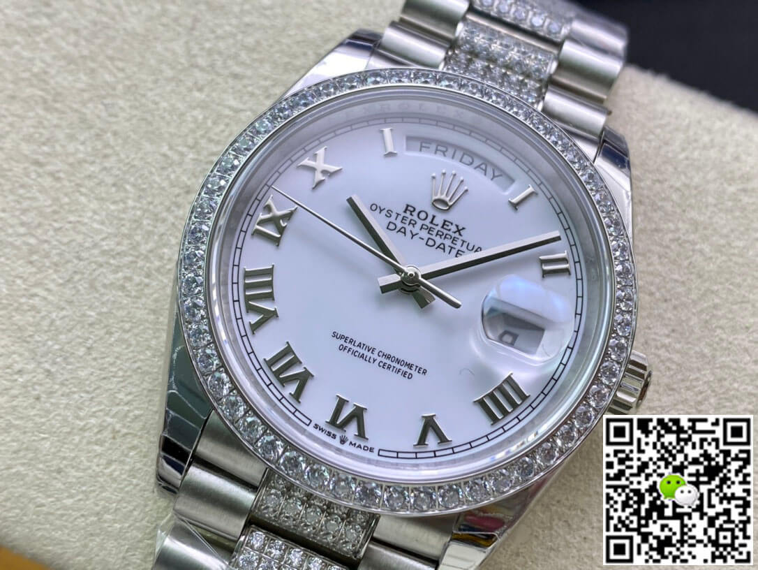 Rolex Day Date M128349RBR-0026 EW Factory Diamond-Set Bezel