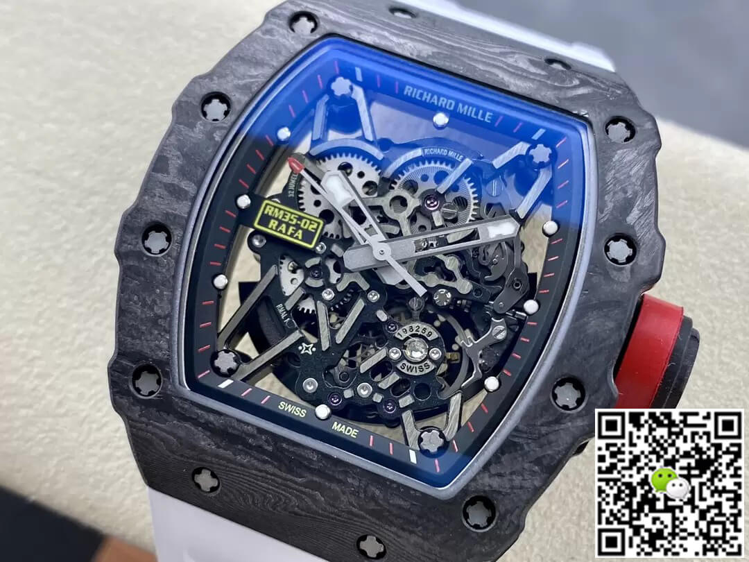 Richard Mille RM35-02 Carbon Fiber T+ Factory White Rubber Strap