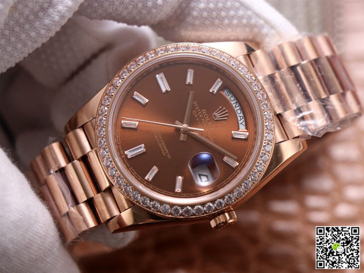 Rolex Day-Date M228345RBR-0006 EW Factory Diamond Chocolate Color Dial