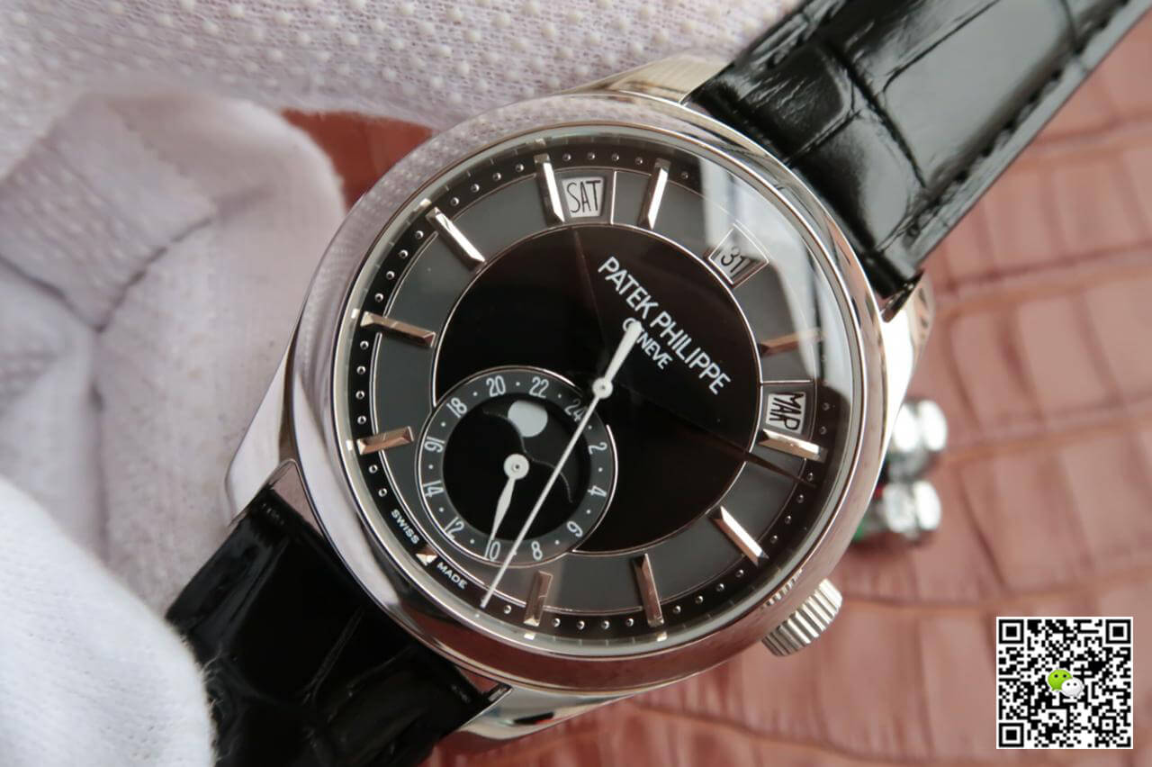 Patek Philippe Annual Calendar 5205R-001 KM Factory Black Dial Cowhide Strap