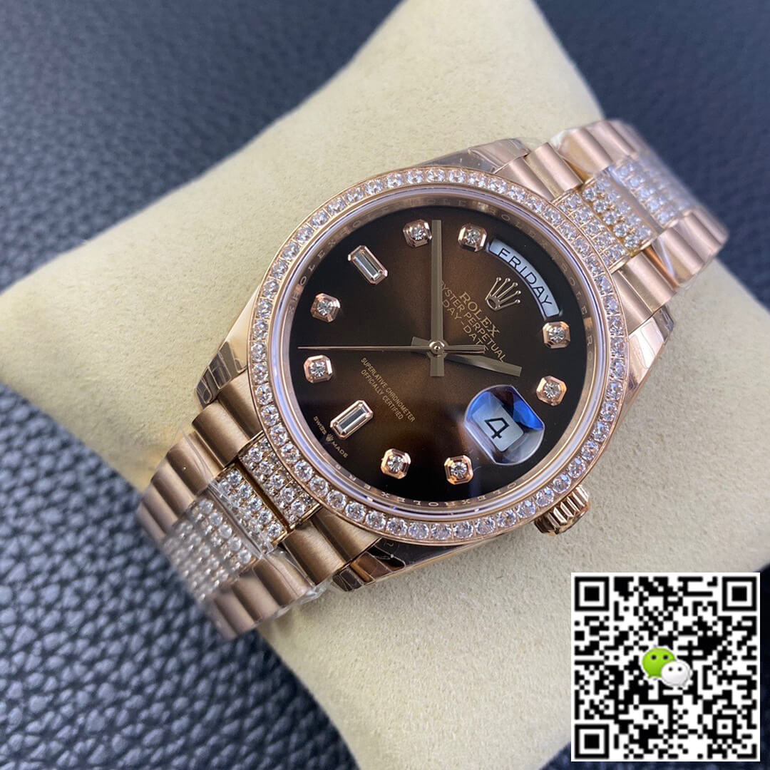 Rolex Day Date M128345rbr-0041 EW Factory Diamond Strap