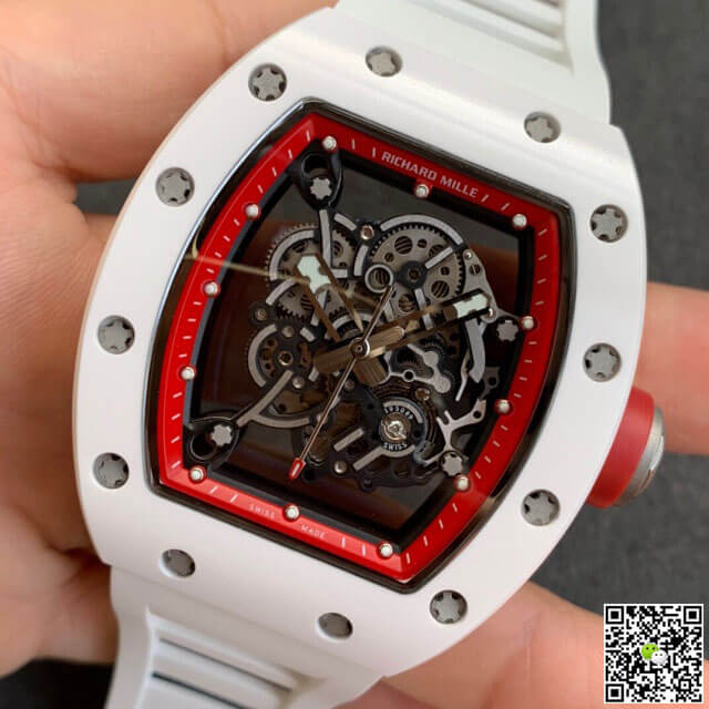 Richard Mille RM055 KV Factory V2 White Ceramic Case Rubber Strap