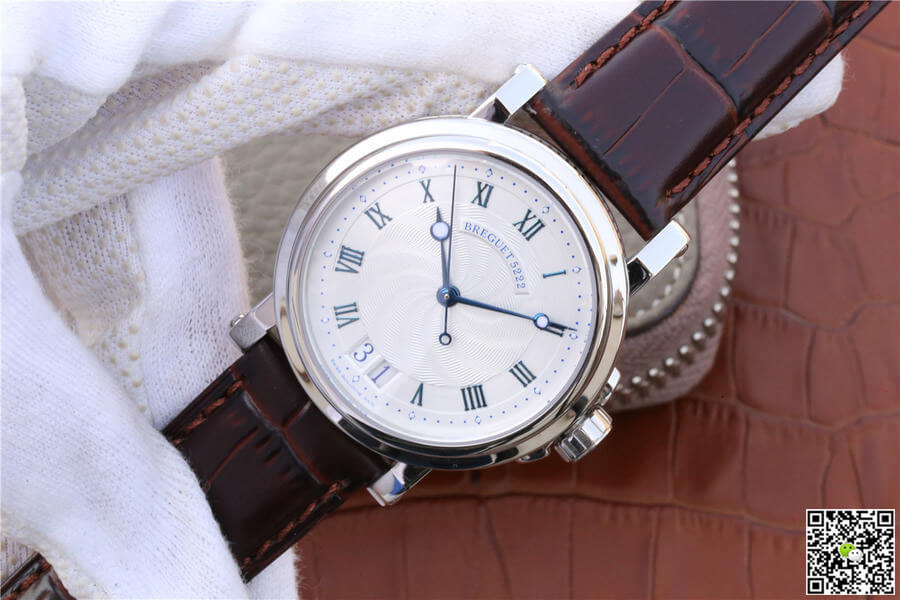 Breguet Marine 5817ST/12/5V8 White Dial Cowhide Strap