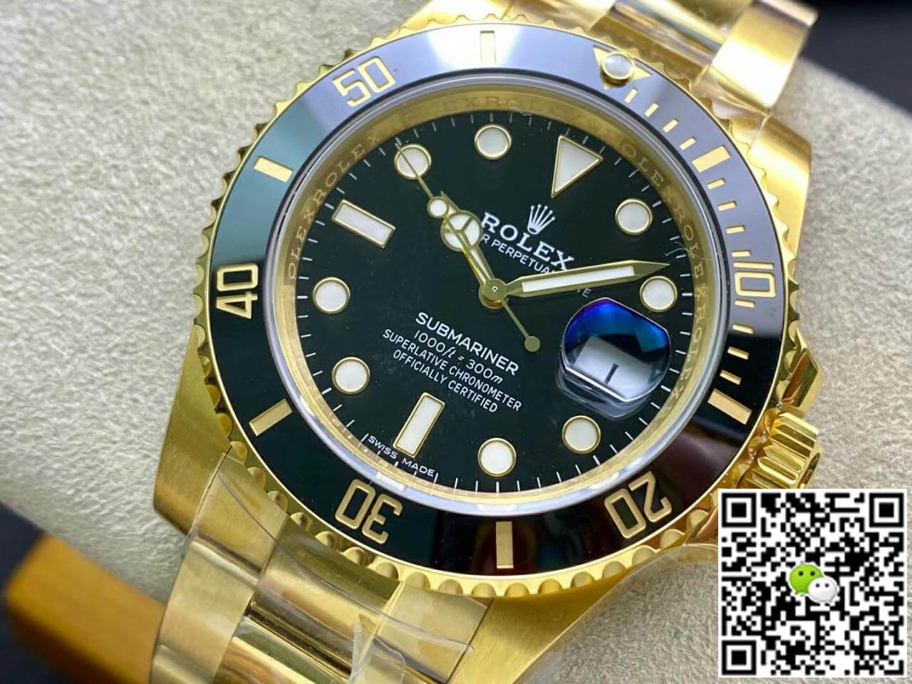 Rolex Submariner 116618LN-97208 VS Factory Yellow Gold Black Dial