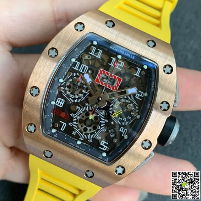 Richard Mille RM011 KV Factory Titanium Yellow Rubber Strap