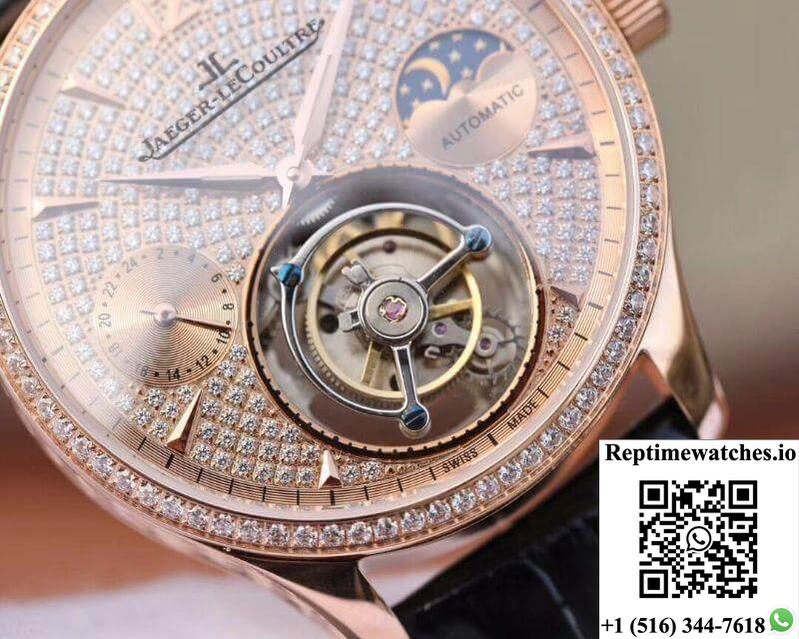 Jaeger-Lecoultre Master Complication Functions Tourbillon 18K Rose Gold Diamonds Dial-Rep Time Watches