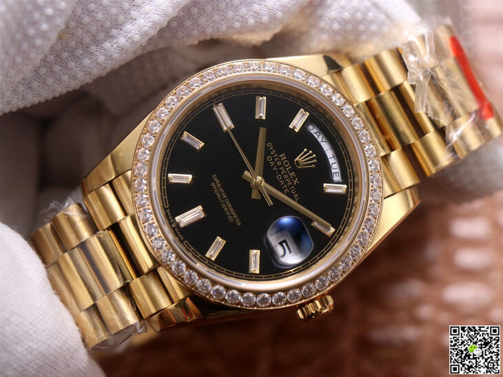Rolex Day-Date M228348RBR-0001 EW Factory Yellow Gold Black Dial