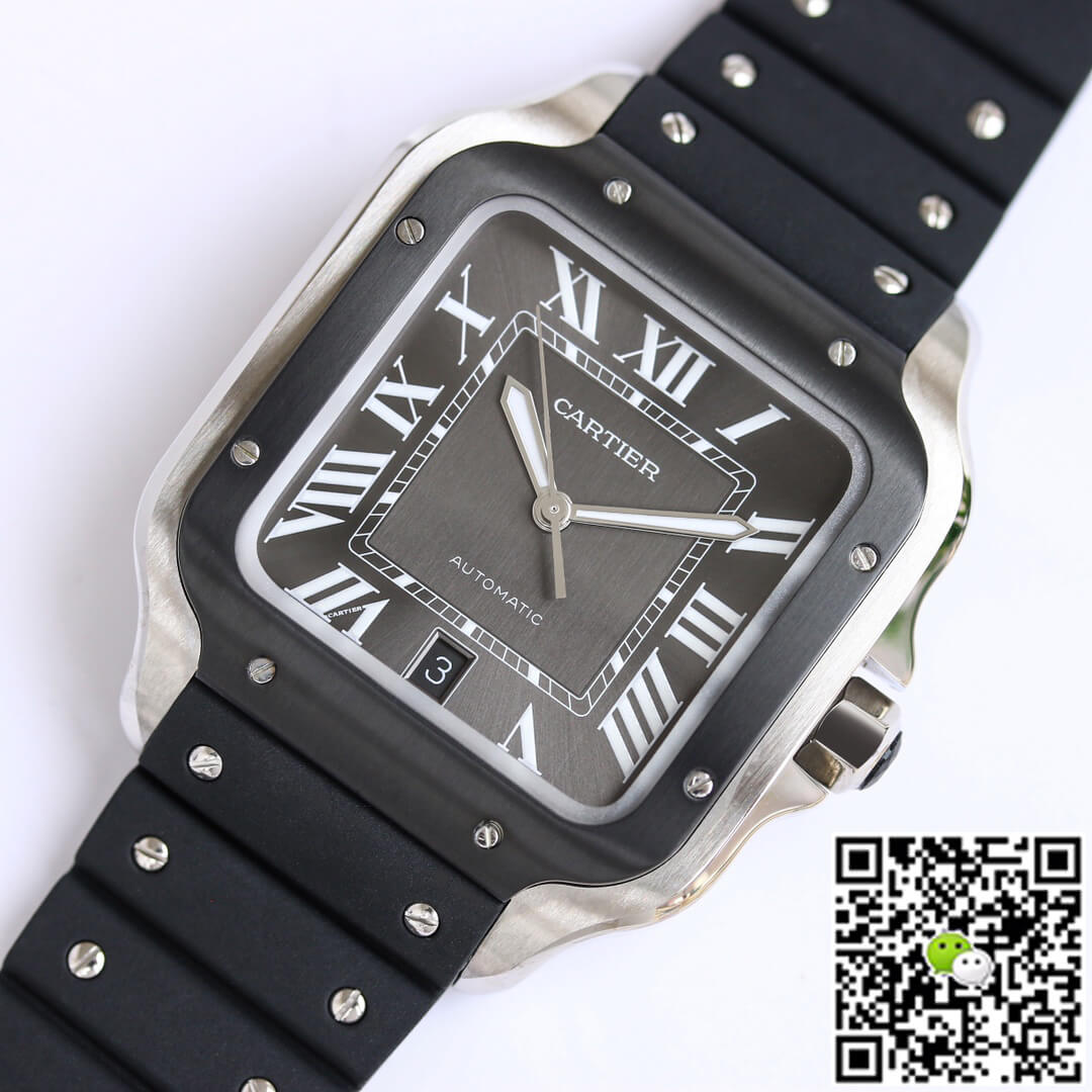Cartier Santos WSSA0037 GF Factory V2 Black Rubber Strap