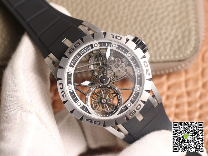 Roger Dubuis Excalibur Spidr RDDBEX0479 JB Factory Tourbillon Skeleton Dial Black Strap