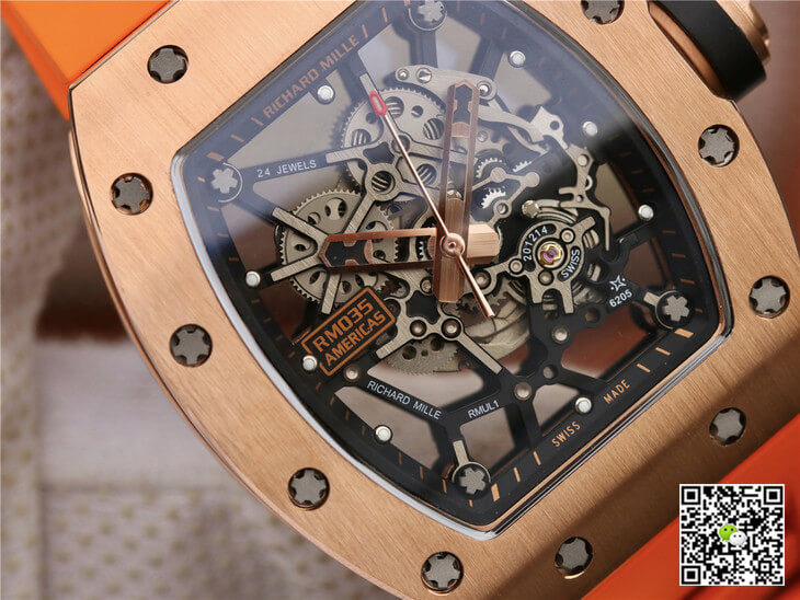 Richard Mille RM035 Americas KV Factory Rose Gold Orange Strap