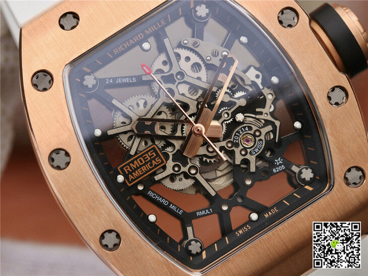 Richard Mille RM035 Americas KV Factory Rose Gold White Strap